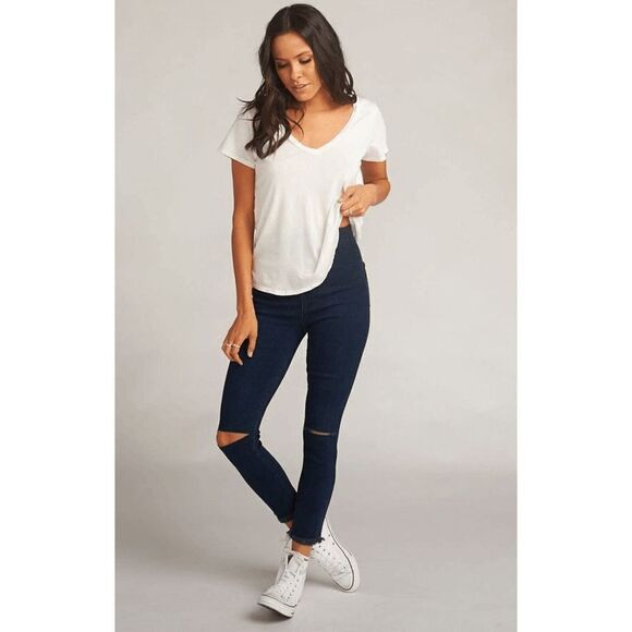 Mumu Blue Soho Skinnies Distressed Skinny Jeggings Blue Womens Size Large NWT - Picture 1 of 11